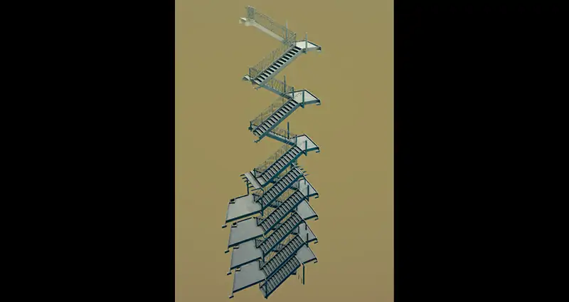 Steel Stairs With Rails