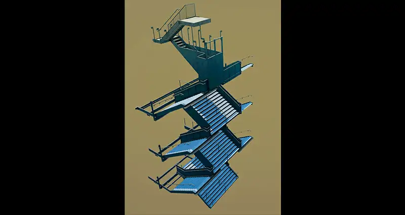 Steel Stairs With Rails