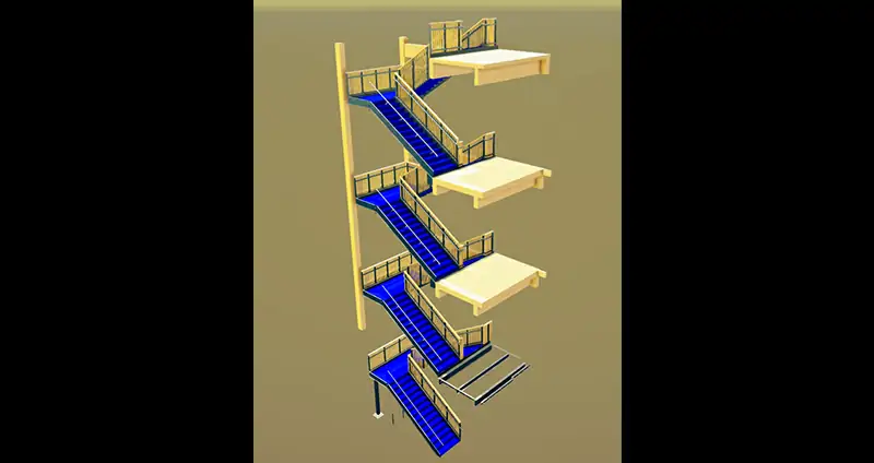 Steel Stairs With Rails