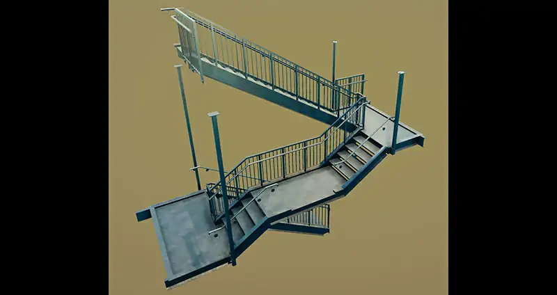 Steel Stairs With Rails
