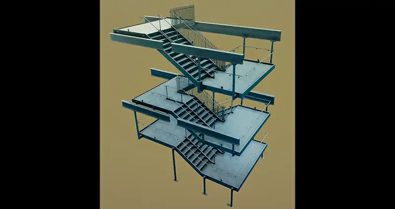 Steel Stairs With Rails