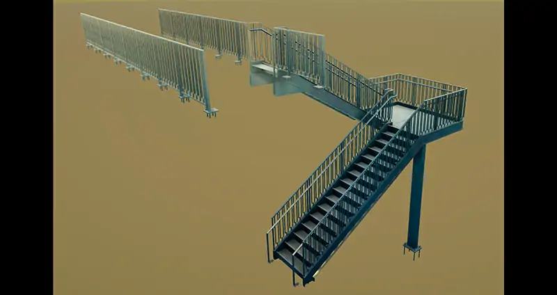Steel Stairs With Rails