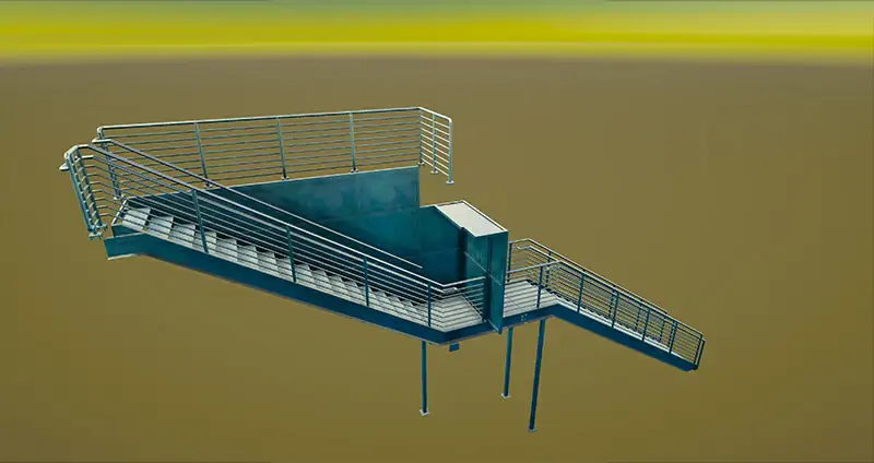 Steel Stairs With Rails