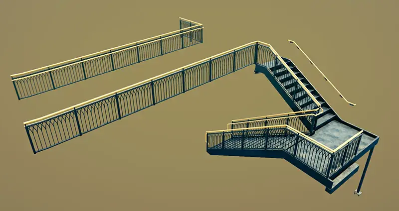Steel Stairs With Rails