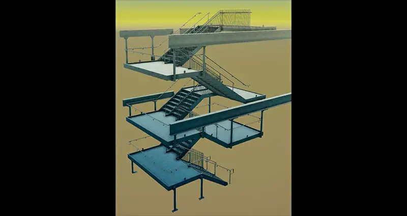 Steel Stairs With Rails