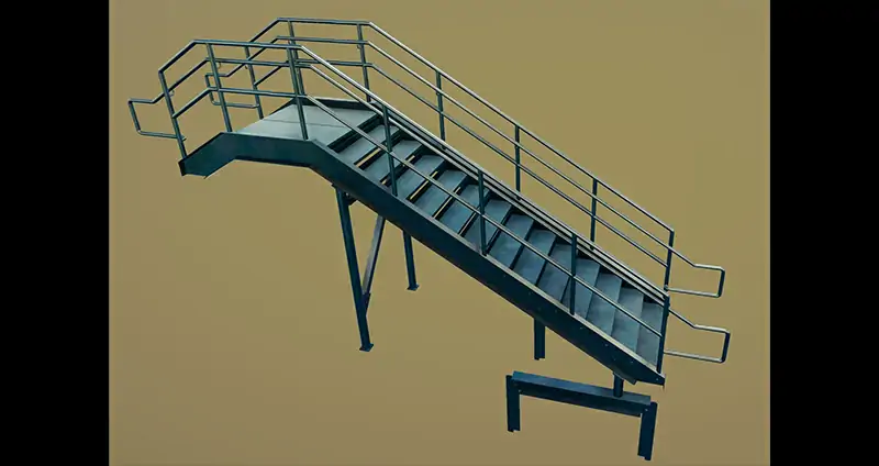 Steel Stairs With Rails