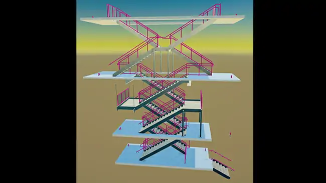 Steel Stairs With Rails