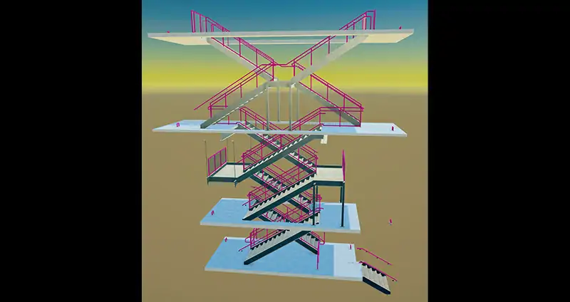 Steel Stairs With Rails