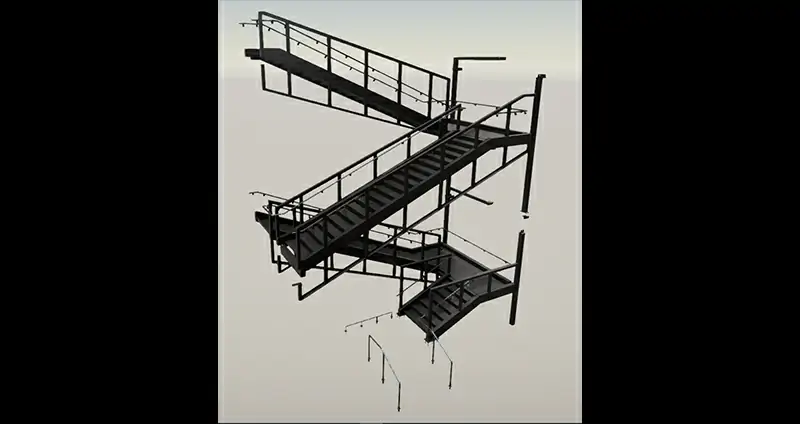 Steel Stairs With Rails