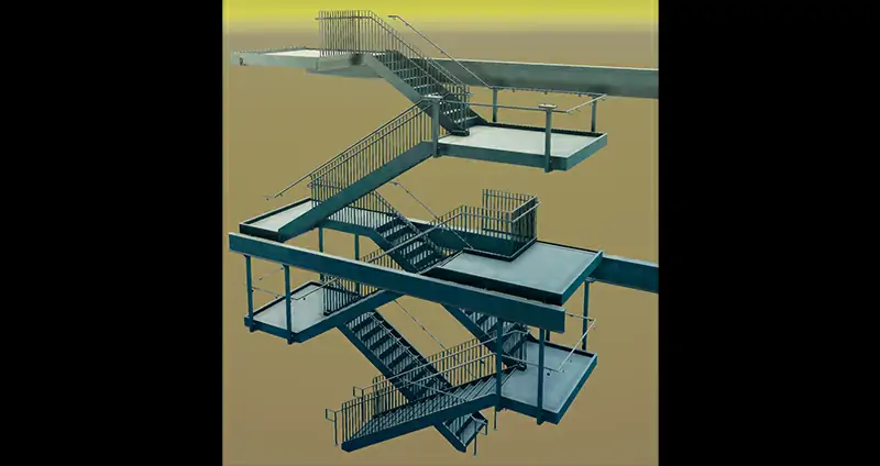 Steel Stairs With Rails